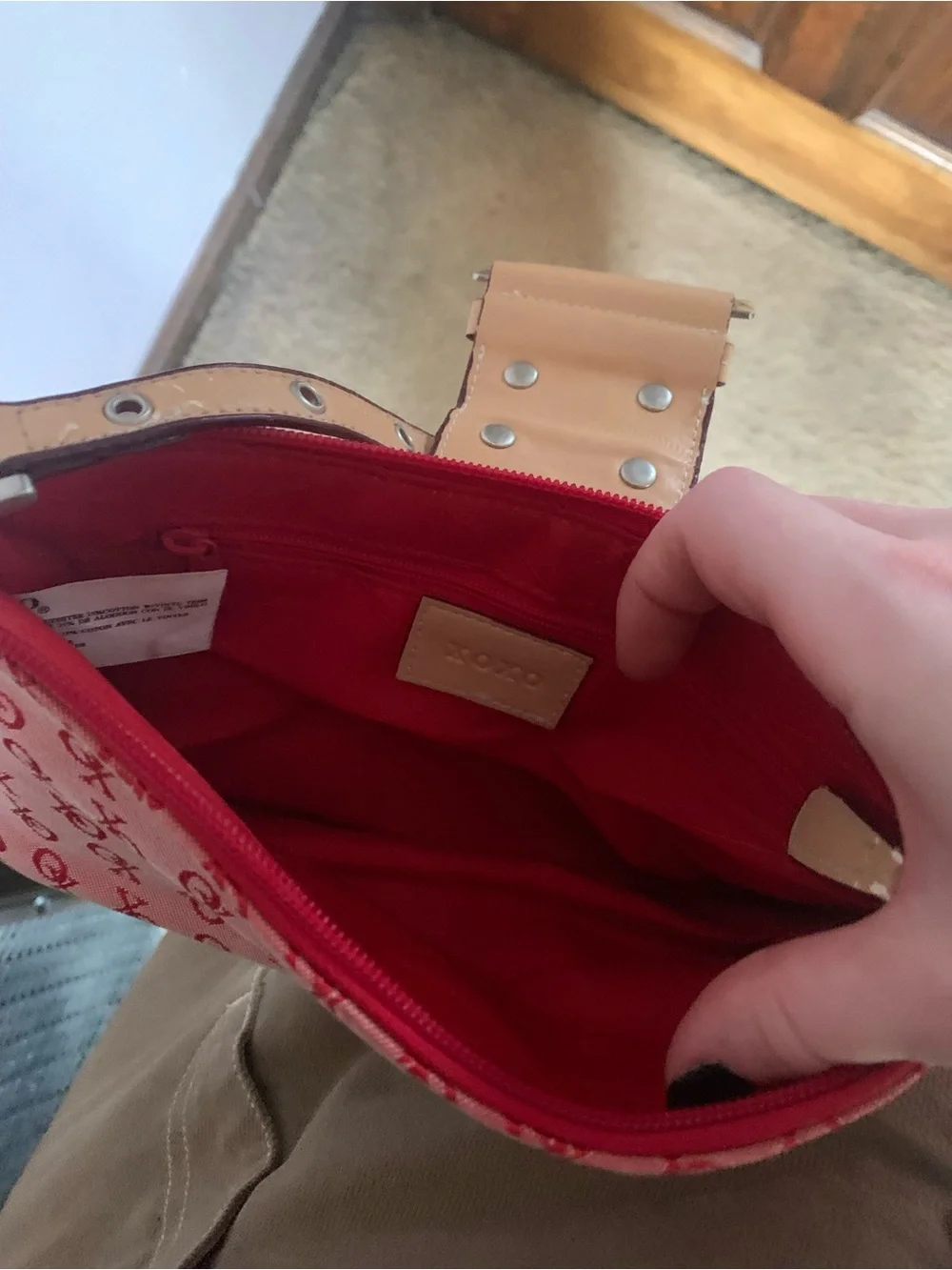 XOXO Red Logo Mini Shoulder Bag with Tan Trim - Picture 5 of 5